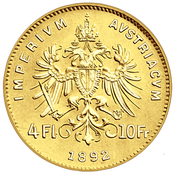 4 Zlatník / 10 Frank 1892 Novoražba