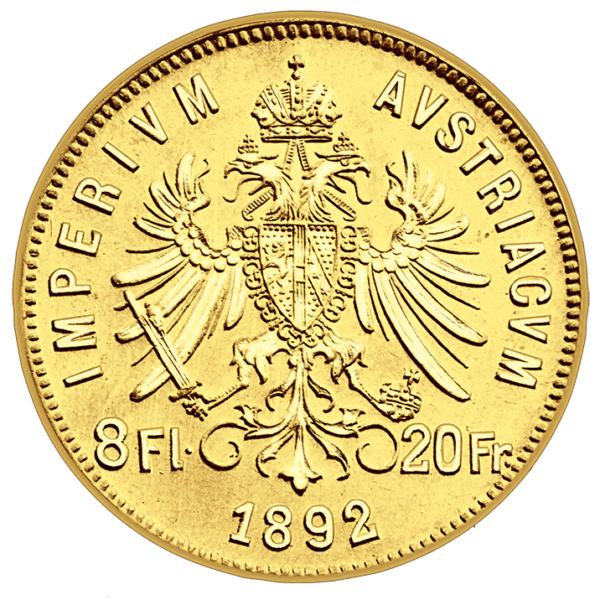 8 Zlatník / 20 Frank 1892 Novoražba