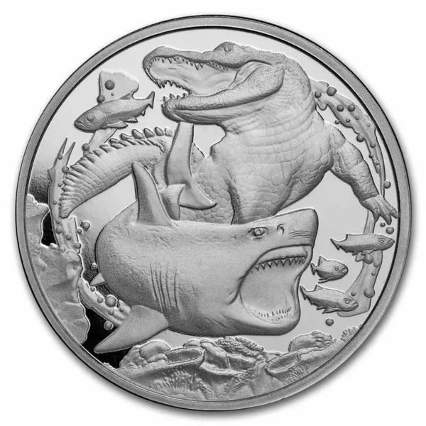 1oz Strieborná Minca Krokodíl a Žralok 2022