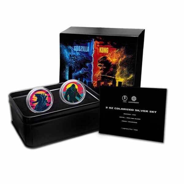 Set Dvoch 1oz Strieborných Mincí Godzilla vs. Kong 2021