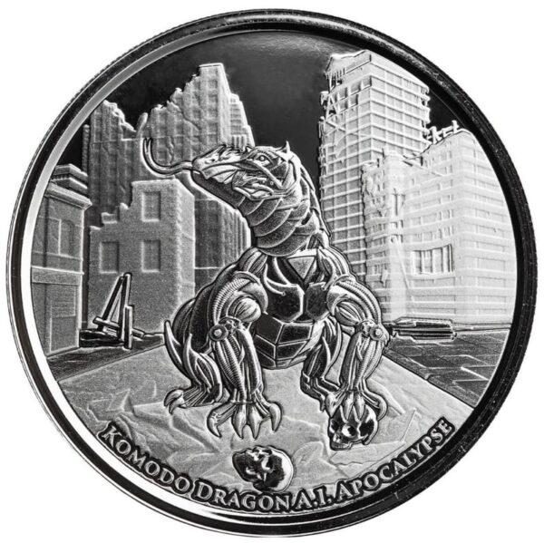 1oz Strieborná Minca Varan Komodský A.I. Apokalypsa 2022