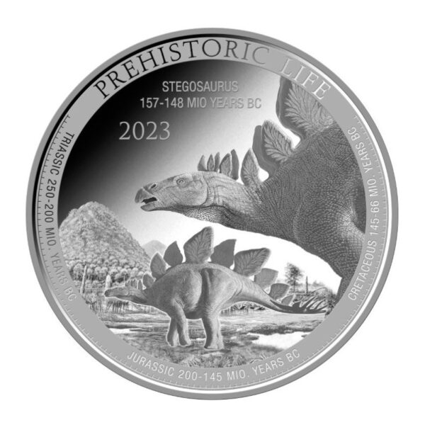 1oz Strieborná Minca Stegosaurus 2023