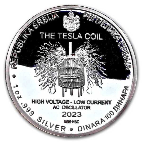 1oz Strieborná Minca Nikola Tesla Srbsko 2023